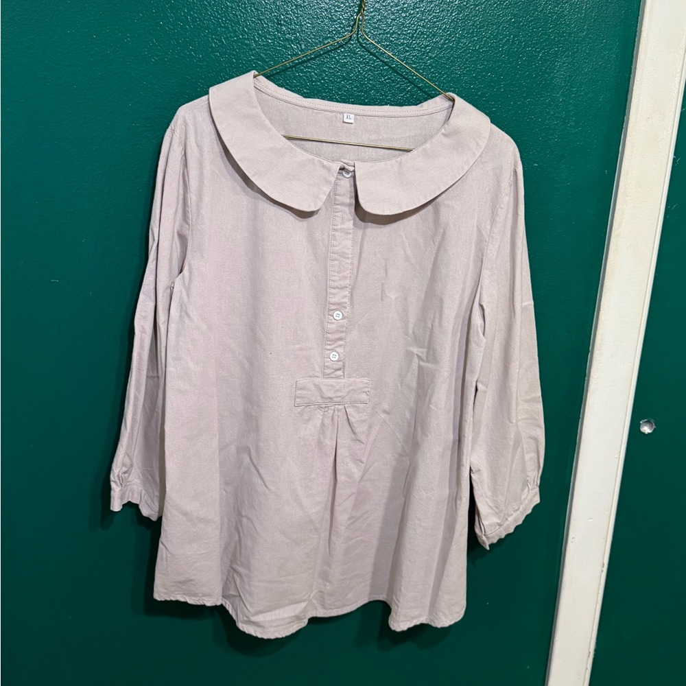 Light Pink Blouse with Peter Pan Collar